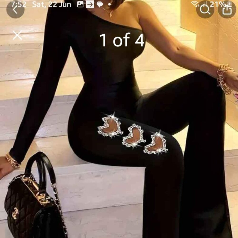 Elegant Hollowed-out Heart One Shoulder Jumpsuit